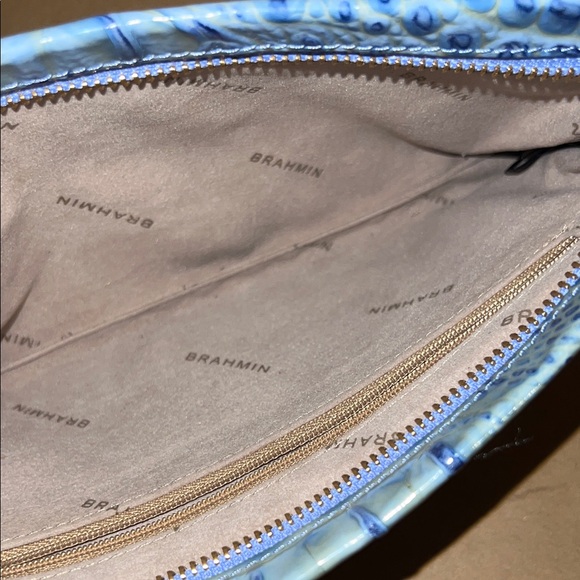 Brahmin Sky Blue Croc-Embossed Wristlet